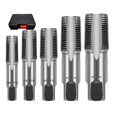 5Piece NPT Pipe Tap Set,1/8In,1/4In,3/8In,1/2In and 3/4In Npt Tap for ...