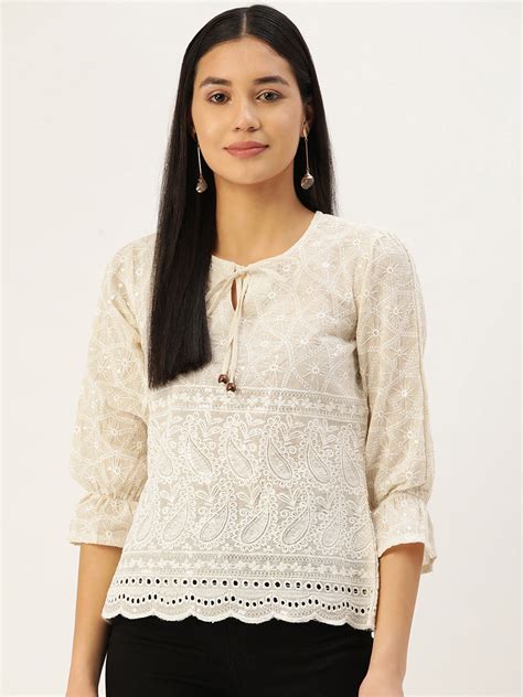 Chikankari Sequen Work Empire Women Top | Indian Needle