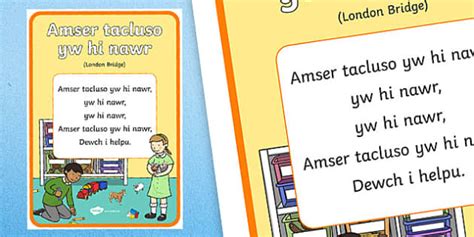 Tidy Up Time in Welsh - Lyrics Poster - Learning Resources
