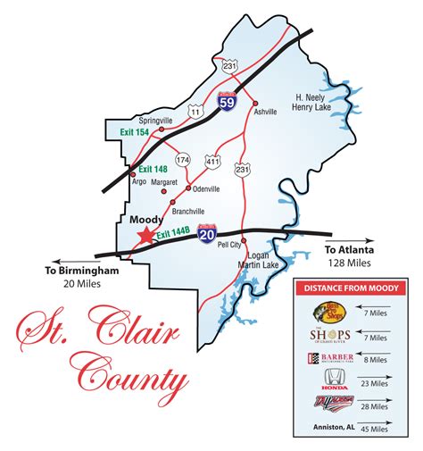 Map Of St. Clair County Alabama