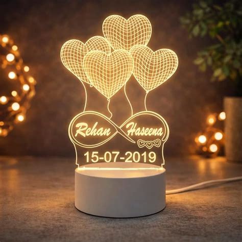 Buy Customized 3D Lamp for Couples – Personalized LED Night Light with ...
