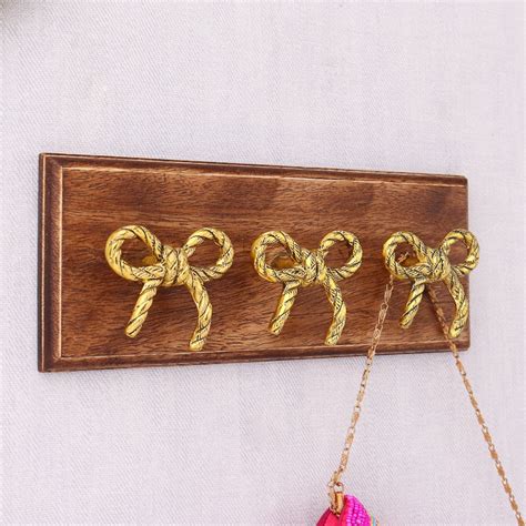 Gold Bow Metal Wooden Wall Hook