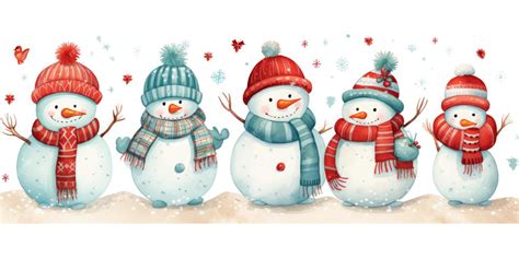 Dessin animé de mignons bonhommes de neige se réjouissent pendant les ...