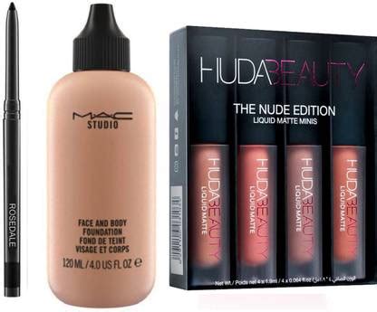 ROSEDALE Smudge Proof Kajal With Huda Beauty Nude Edition Lipsticks ...