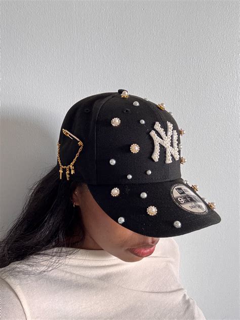 Custom Rhinestone Snapback | Bling Pearl New Era Hat | Unique Bling Cap ...