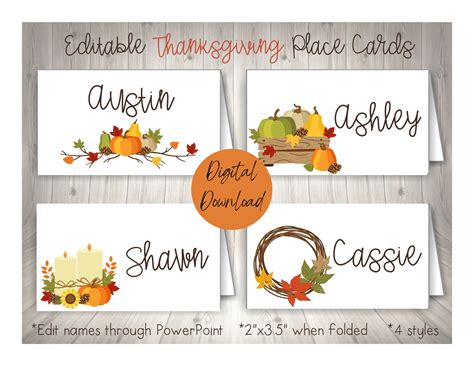 Thanksgiving Dinner Place Cards Printable | FREE Printable