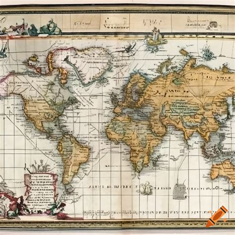Detailed 18th century world map showing the scenic route from denmark to new zealand on Craiyon - detailed map of zealand denmark