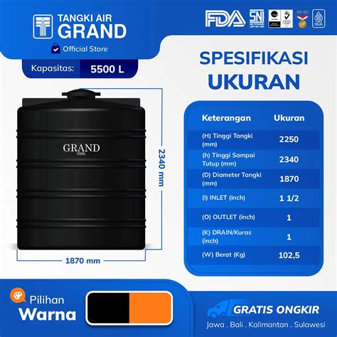Tangki Air Grand 5500 Liter - Produsen Tangki Air #1
