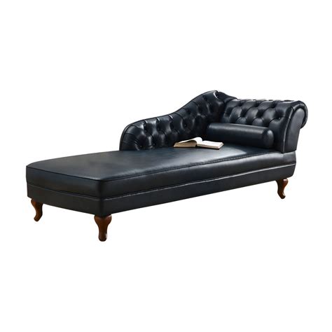 Traditional Chaise Lounge Genuine Leather Floor Chair with Recessed ...