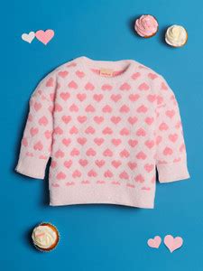 NautiNati Self Design Round Neck Casual Girls Pink Sweater - Buy ...