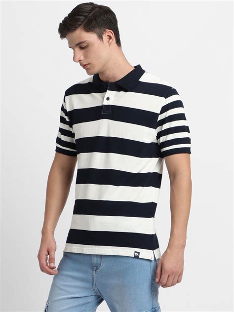 Men's Spread Collar Regular Fit Y/D Stripes Navy T-Shirt – DENNIS LINGO