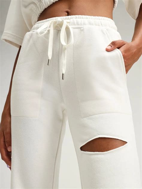 Arctic White Straight Leg Slit Joggers - CAVA athleisure – CAVA ...