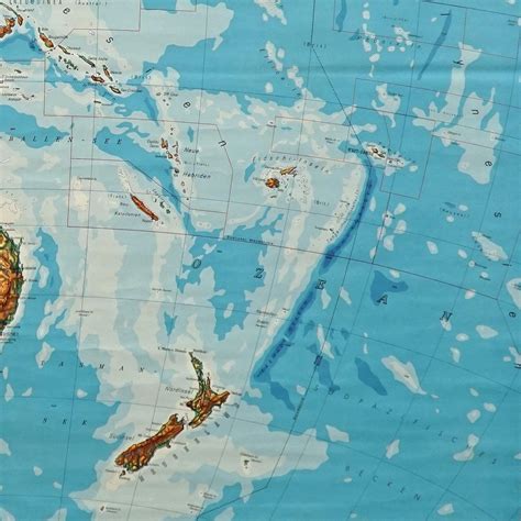 Vintage Mural Map Rollable Wall Chart Poster Australia New Zealand Indonesia For Sale at 1stDibs