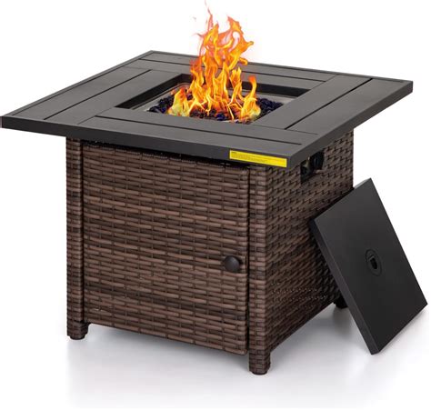 Amazon.com: MFSTUDIO 56 Inch PE Rattan Gas Fire Pit Table,50000 BTU ...