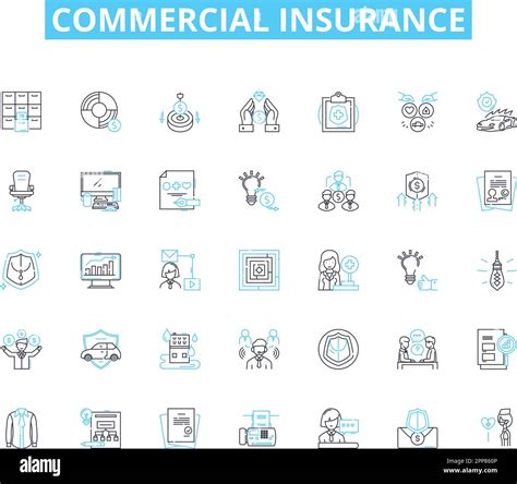 Commercial insurance linear icons set. Protection, Liability, Property ...
