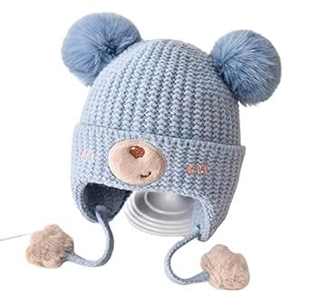 Buy Ziory 1 Pc pom pom Bear Knitted Cap for Baby Boys and Baby Girls ...