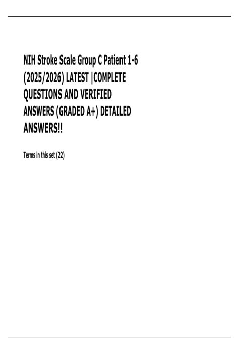 NIH Stroke Scale Group C Patient – Latest Complete Questions with ...