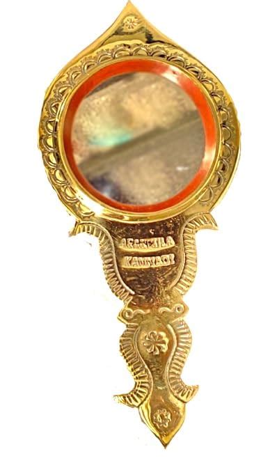 Buy Aranmula Kannadi Ashtamangalya Valkkanadi Brass Metal Hand Mirror ...
