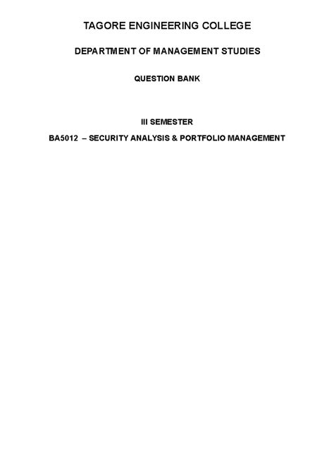 BA5012-Security Analysis and Portfolio Management - TAGORE ENGINEERING ...