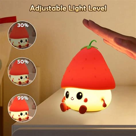 Cute Silicone Strawberry Table Lamp || Night Lamp for Bedroom, Night ...