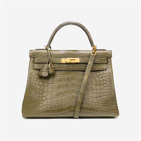 Hermès Kelly 32 Matte Alligator Vert Veronese | SACLÀB