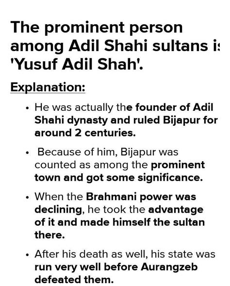 Name the prominent person among Adil Shahi sultans ? - Brainly.in