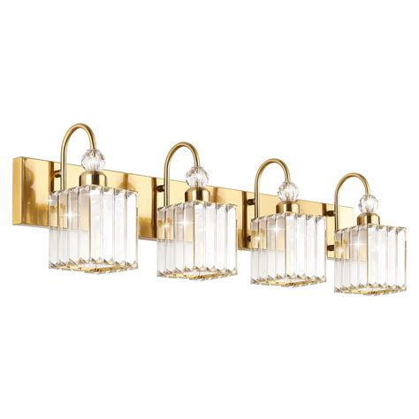 Snapklik.com : Crystal Gold Bathroom Vanity Lights 4-Lights Vanity ...