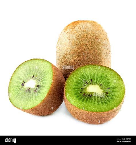 Kiwi fruit, isolated on white background. Cut of green sweet kiwi Stock ...