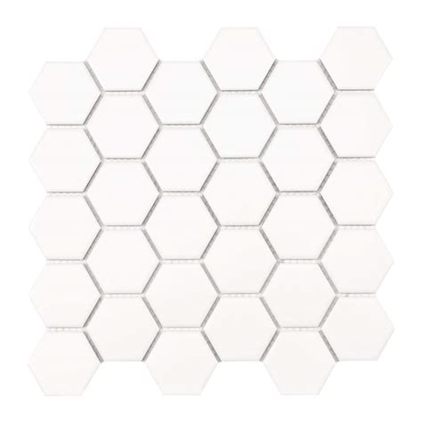 Buy White Hexagon 10.55 in. x 11.02 in. x 6 mm Matte Porcelain Mosaic ...