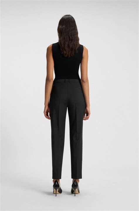 BOSS - Regular-fit trousers in Italian-made virgin wool - Black