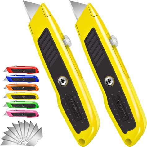 HORUSDY 4-Pack Box Cutter Utility Knife, Heavy Duty Aluminum Shell ...