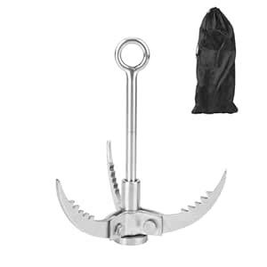 Topyond Folding 3-Claw Grappling Hook - Stainless Steel - Outdoor ...