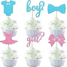 24 PCS Boy or Girl Cupcake Toppers Pink Blue Glitter | Ubuy India