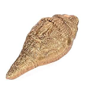 Zunaldo Gold Shankh with Vishnu Darbar Design | Decorative Brass Conch ...