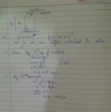 A stone is thrown in a vertically upward direction with a velocity of 5 ...