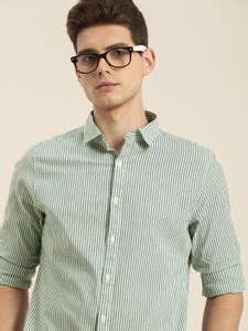 INVICTUS Men Striped Casual Light Green, White Shirt - Buy INVICTUS Men ...