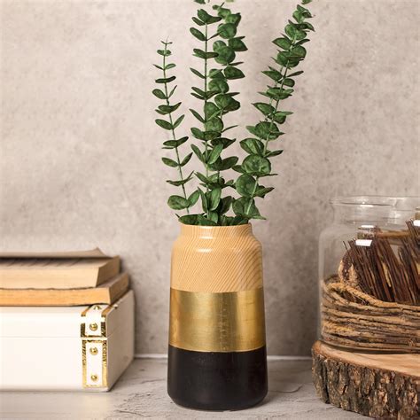 Buy Market99 Stylish Ceramic Flower Holder Vase - Wooden, White ...