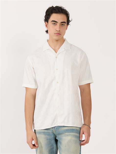 Pova - Embroidered Cuban Collar Shirt - White – Espanshe