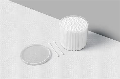 Open Cotton Buds Jar Mockup with Realistic Design