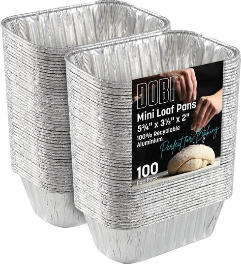 Amazon.com: DOBI Aluminum Mini Loaf Pans (100 Pack) - Disposable ...