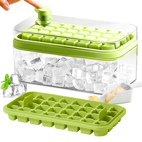 Amazon.com: Ice Cube Tray with Lid and Bin, 2 Pack for Freezer, 64 Pcs ...