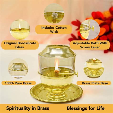 Astrology Talk Pure Brass Akhand Jyot Diya with Glass Cover