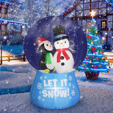 Amazon.com: 6 FT Christmas Animated Snow Globe Inflatables Snowman ...