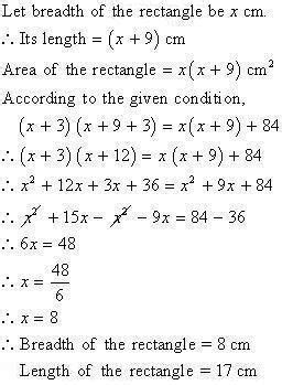 The length of the rectangle exceeds its breadth by 3 cm. If the length ...