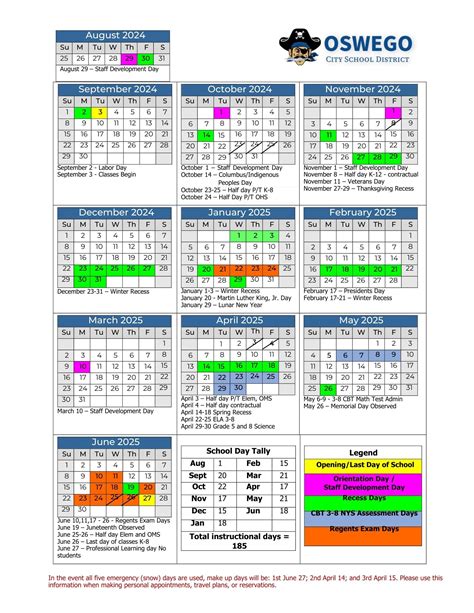 Oswego City School District Instructional Calendar - Oswego Community ...