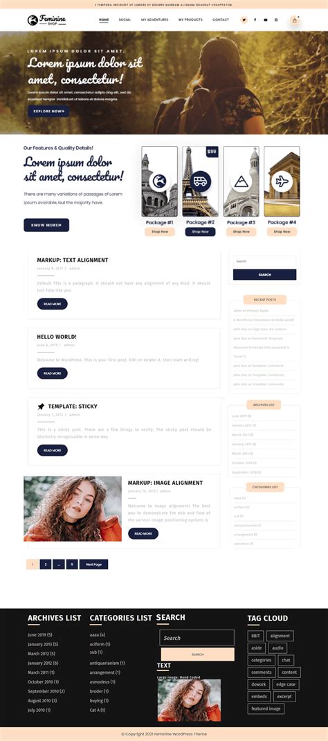Free Feminine WordPress Theme For Business Websites.