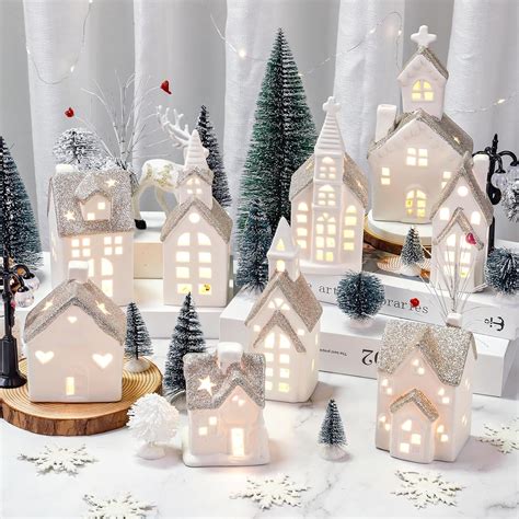 Spdmhyo Set of 28 Ceramic Christmas Village Sets 9 Pieces White House ...