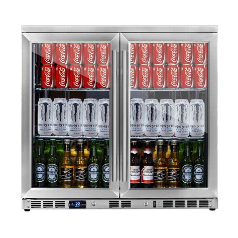 36" Beverage Cooler, Fridge| Built in Heating Glass Double Door Cooler