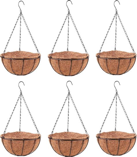Hanging Baskets for Plants (6 Pack, 10 Inch) Hanging Planter Outdoor ...