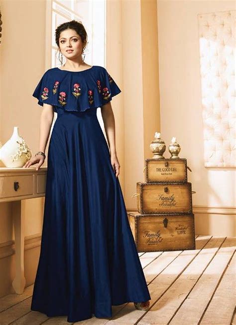 Glorious Blue Tafeta Silk Readymade Gown – Westoraa